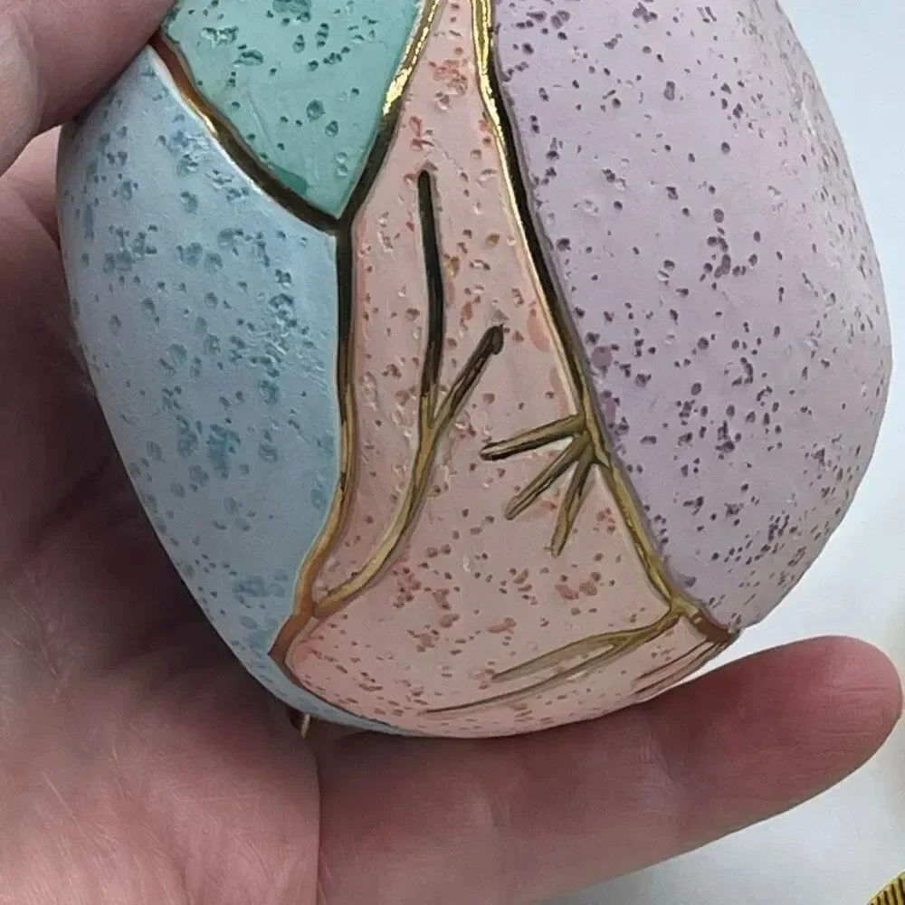 Handcrafted ceramic candle Southwestern landscape theme 22K gold accents